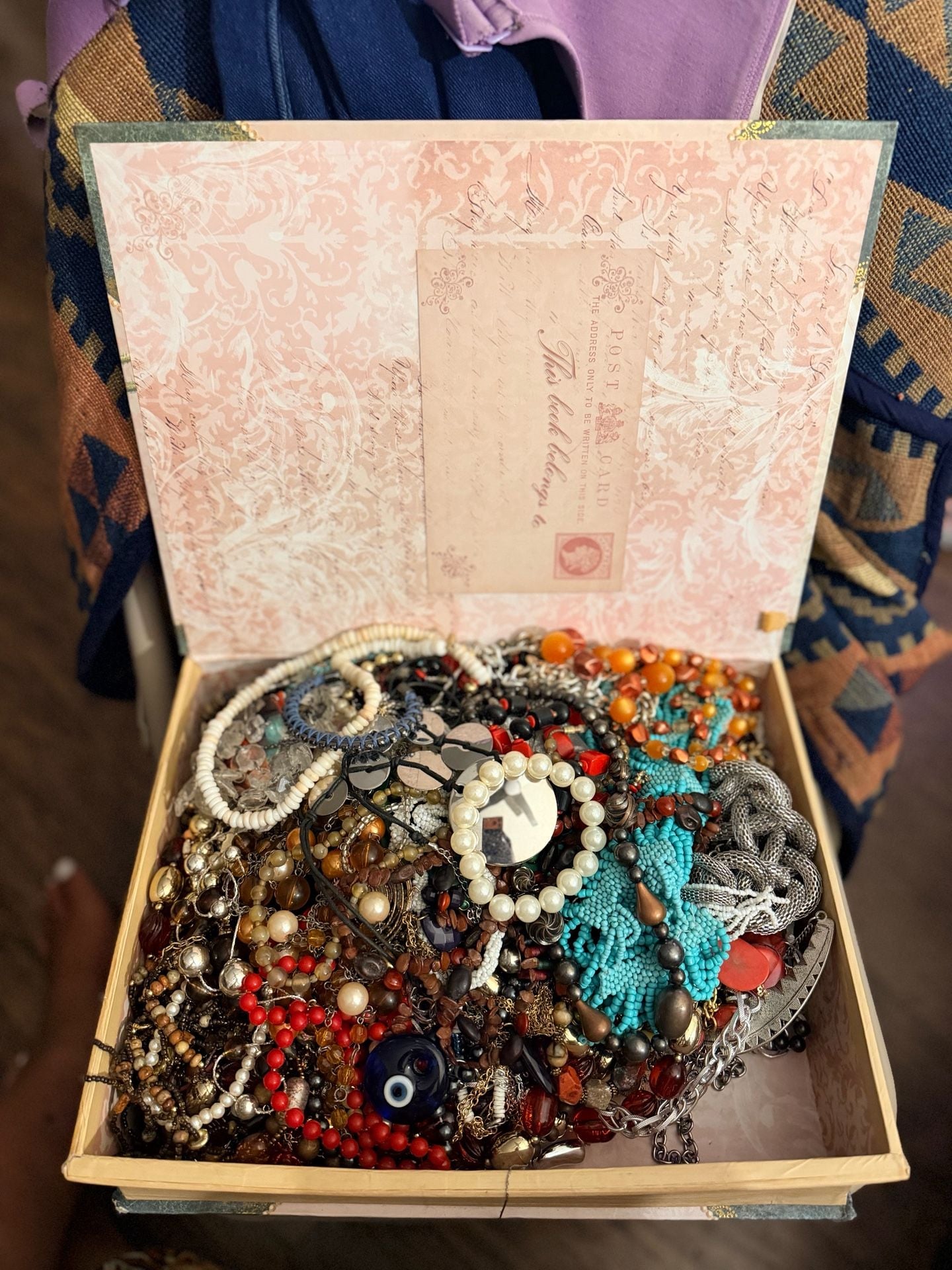 Large Vintage Costume Jewelry Lot With Decorative Book Storage Box